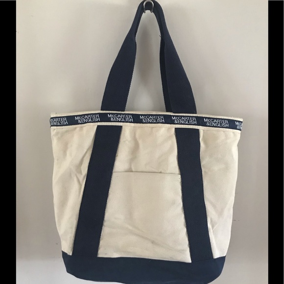 Handbags - Canvas Tote Zip closure Cream/Navy McCarter&English